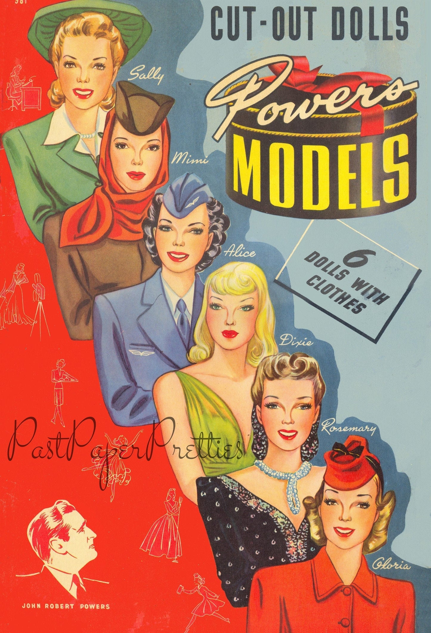 Vintage Paper Dolls John Robert Powers Models Cut-Out Dolls c. 1942 Printable PDF Instant Digital Download 6 Pretty Models Clip Art