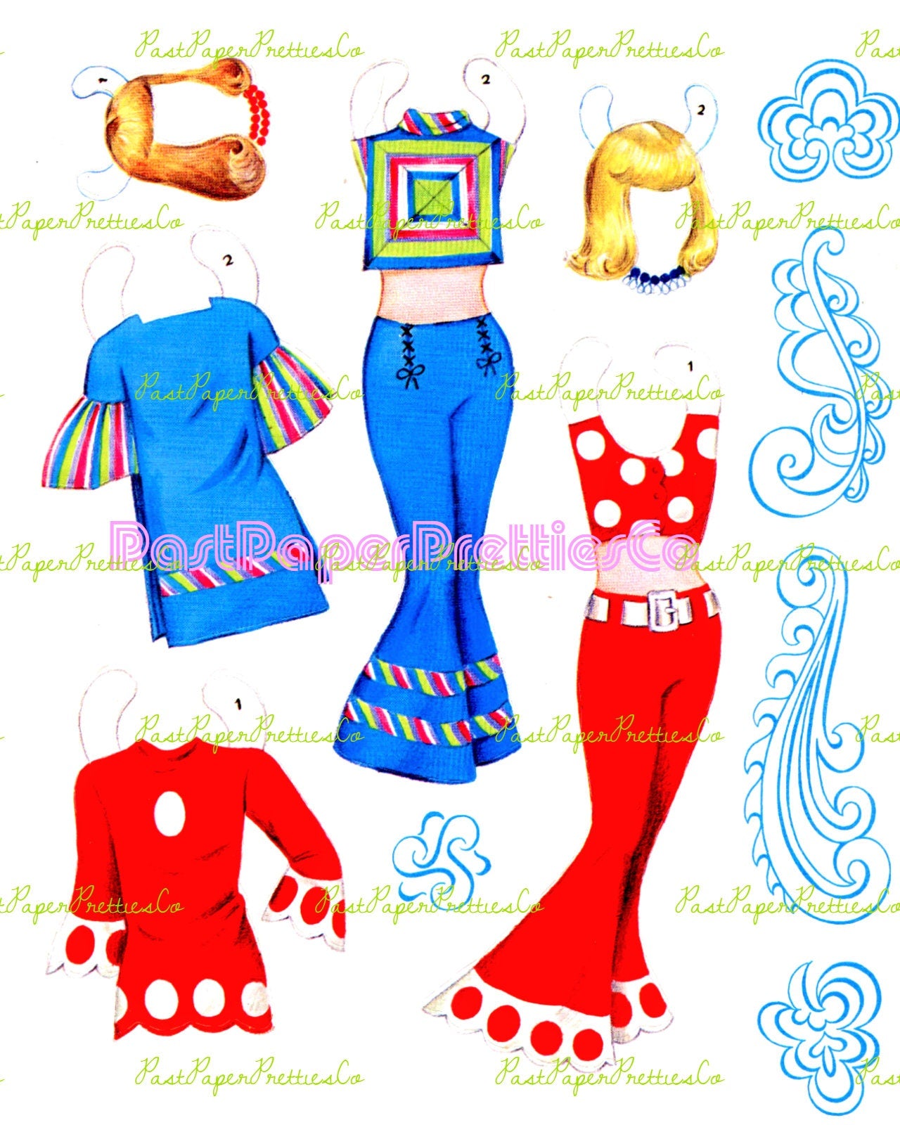 Vintage Boutique Paper Dolls Sixties Fashion Models 1968 PDF Printable Instant Digital Download Mod Bohemian Pretty Gals Ladies