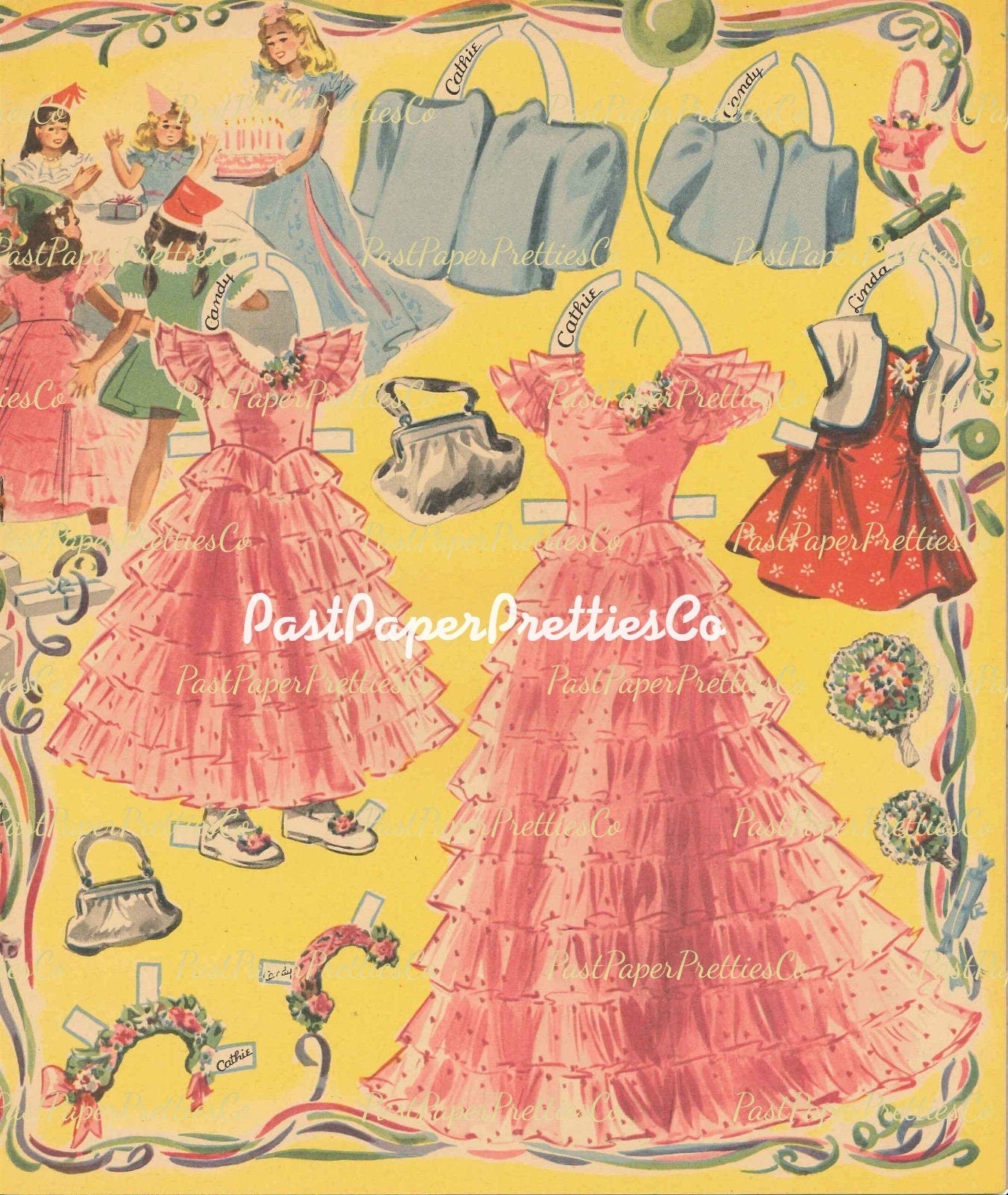 Vintage Paper Dolls Seven and Seventeen 1945 Printable PDF Instant Digital Download Pretty Big and Little Sister Dress-Alike Dolls