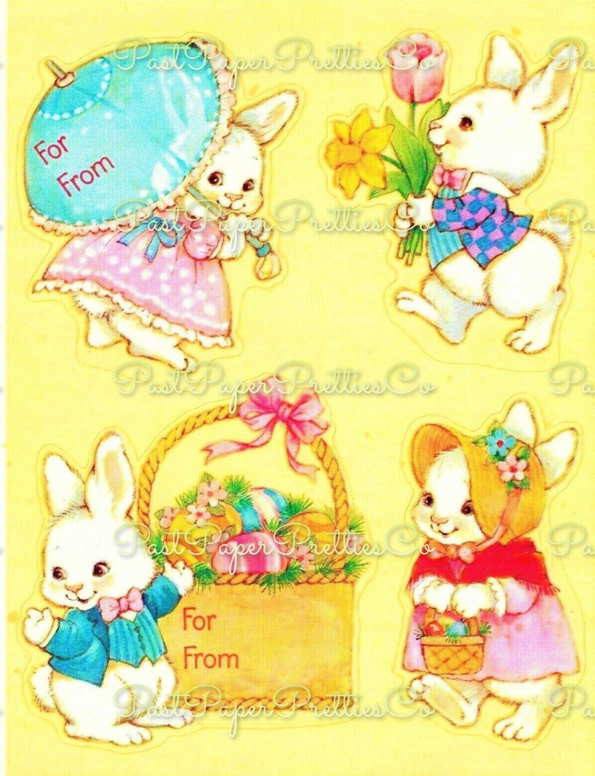 Vintage Printable Easter Sticker Sheets PDF Instant Digital Download All 8 Designs Bunny Ducks Animal Flowers Gift Seals Collage Clipart