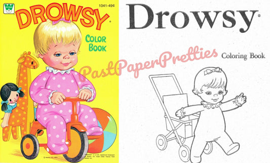 Vintage Printable Coloring Book Pages Drowsy Doll c. 1976 PDF Instant Digital Download Cute Childhood Toy Sleepy Baby Doll 59 Pages