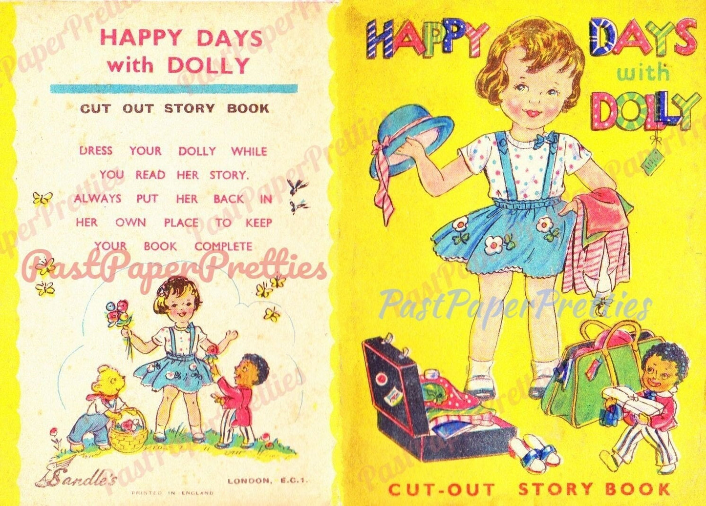 Vintage Paper Dolls Happy Days with Dolly Cut-Outs Book Printable PDF Instant Digital Download Cute Little Girl Clip Sandles 1950s