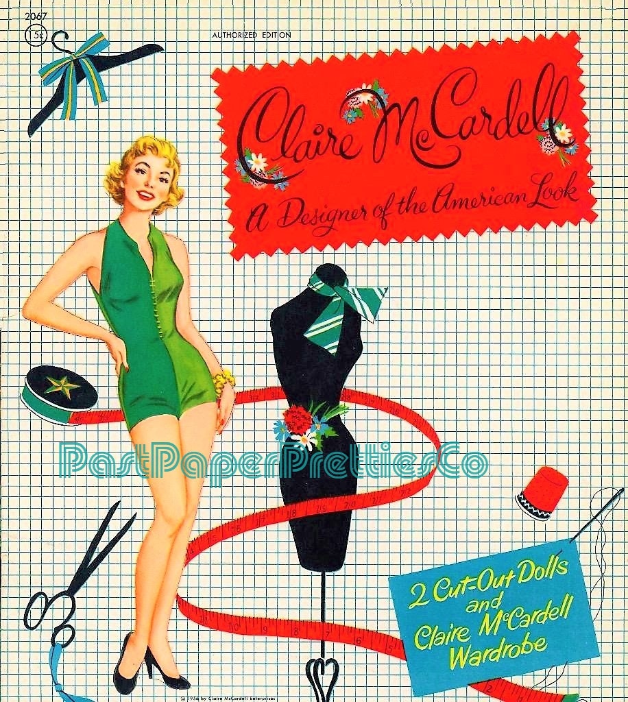 Vintage Paper Dolls Claire McCardell American Fashion Designer c. 1956 PDF Printable Instant Digital Download Fashion Show Wardrobe Clipart