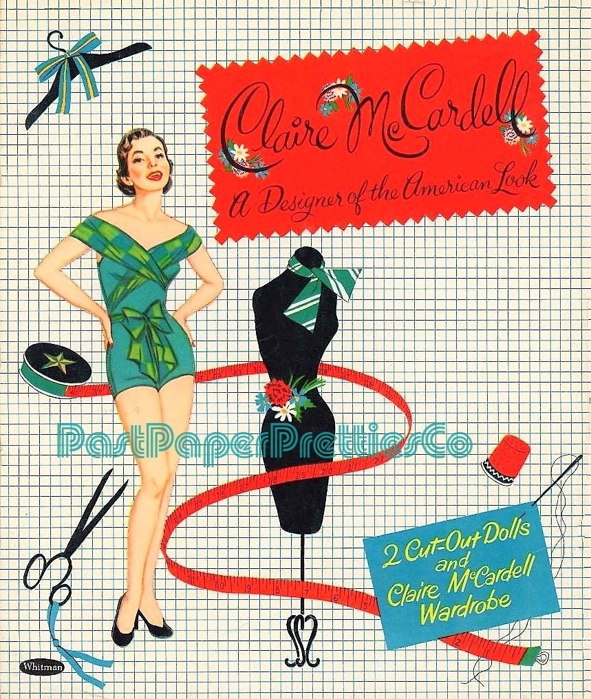 Vintage Paper Dolls Claire McCardell American Fashion Designer c. 1956 PDF Printable Instant Digital Download Fashion Show Wardrobe Clipart