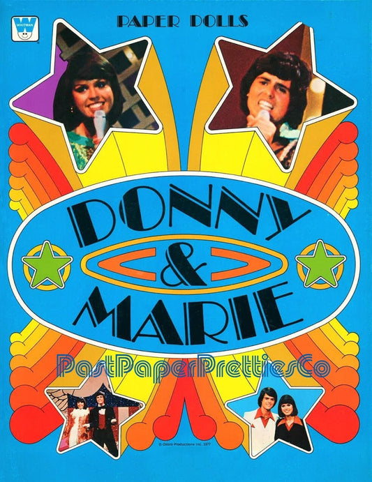 Vintage Paper Dolls Donny and Marie 1977 Printable PDF Instant Digital Download Retro 70s TV Show Musical Siblings Family Clip Art