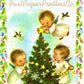 Vintage Printable Holly Framed Christmas Angel Kids Cards Images PDF Instant Digital Download Cute Kawaii Heavenly Cherubs