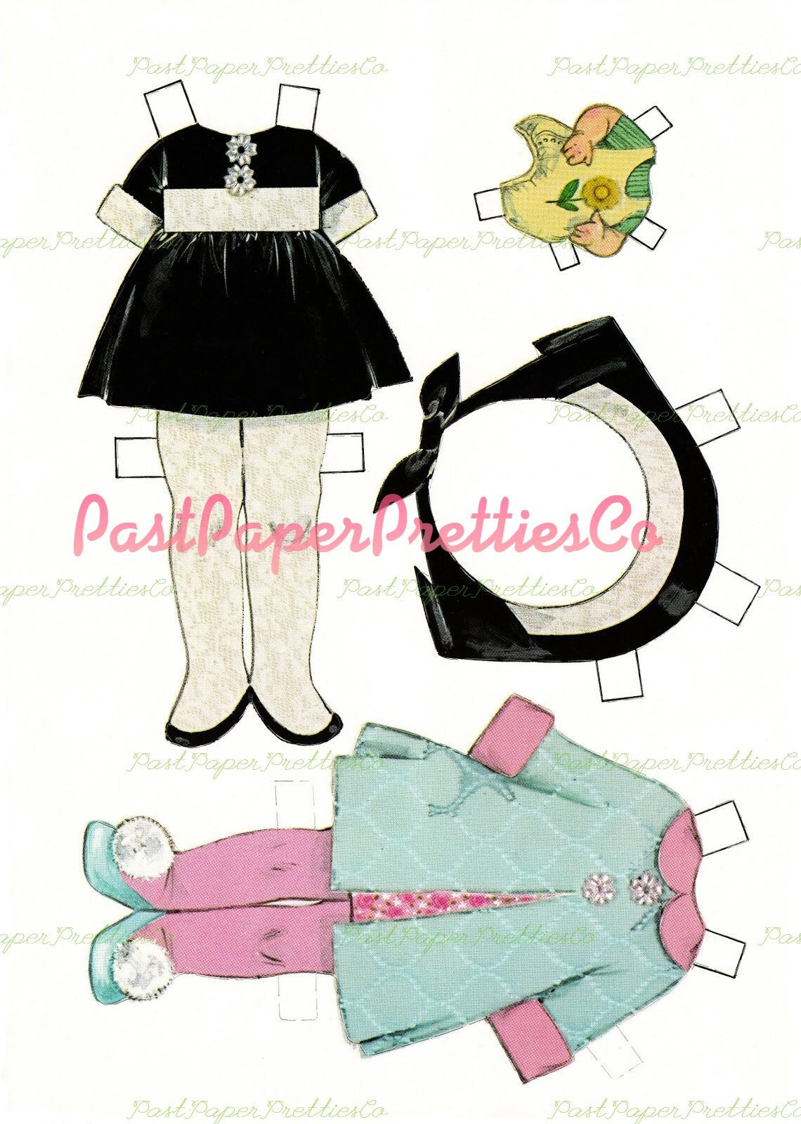 Vintage Paper Dolls Set Dolly and Me 1969 Printable PDF Instant Digital Download Kitsch Cute Little Girl and Her Toy Doll Clip Art