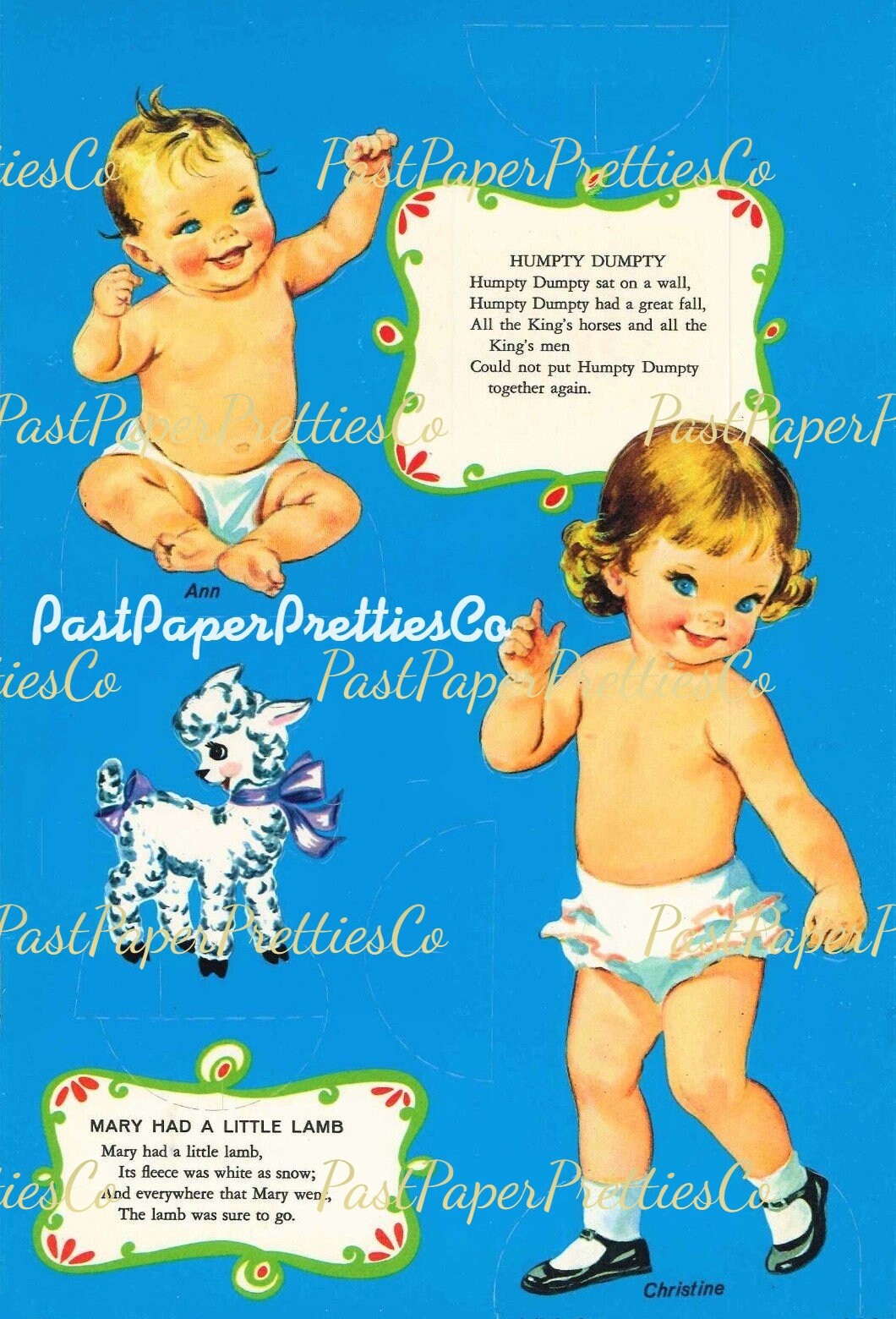 Vintage Nursery Paper Dolls 1969 Printable PDF Instant Digital Download Kitschy Cute Baby and Toddlers Dolls Clip Art