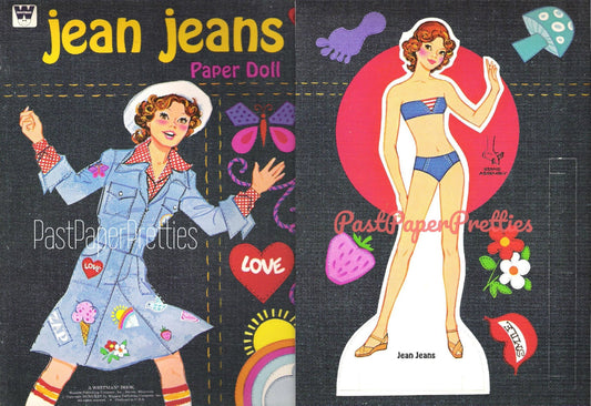 Vintage Paper Dolls Jean Jeans Retro Fashion Doll 1975 Printable PDF Instant Digital Download Cute Childhood Toy Doll Clip Art