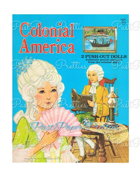 Vintage Paper Dolls Colonial America 1974 PDF Printable Instant Digital Download Pilgrim Quaker Couple Authentic Period Costumes