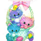 Vintage Printable Easter Pastel Easter Kittens in A Basket and Chicks Card Image Instant Digital Download Cute Kitsch Kitty Cats 300 dpi