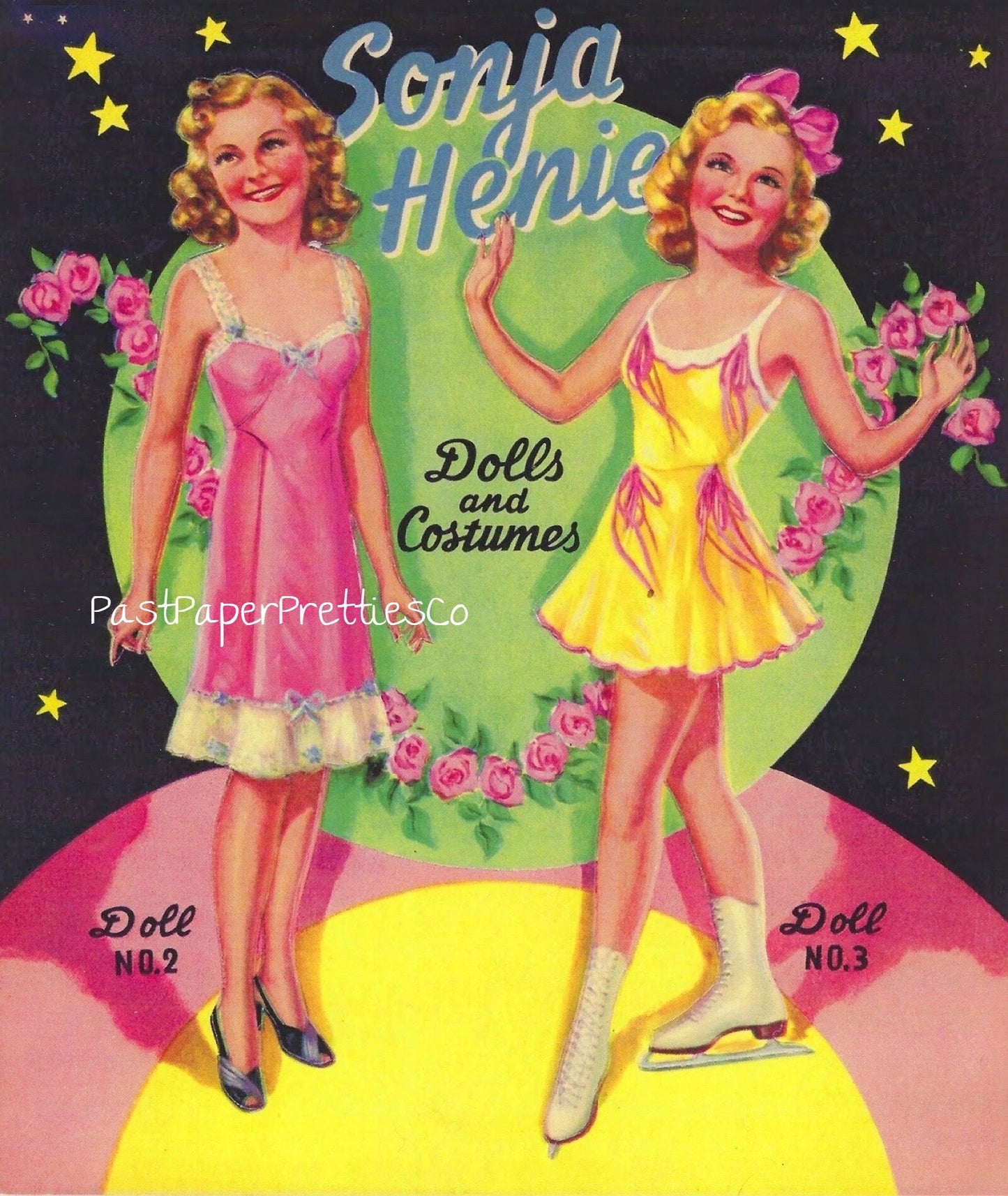 Vintage Paper Dolls Sonja Henie Ice Skating Star 1939 Printable PDF Instant Digital Download Pretty Figure Skater Actress Clip Art