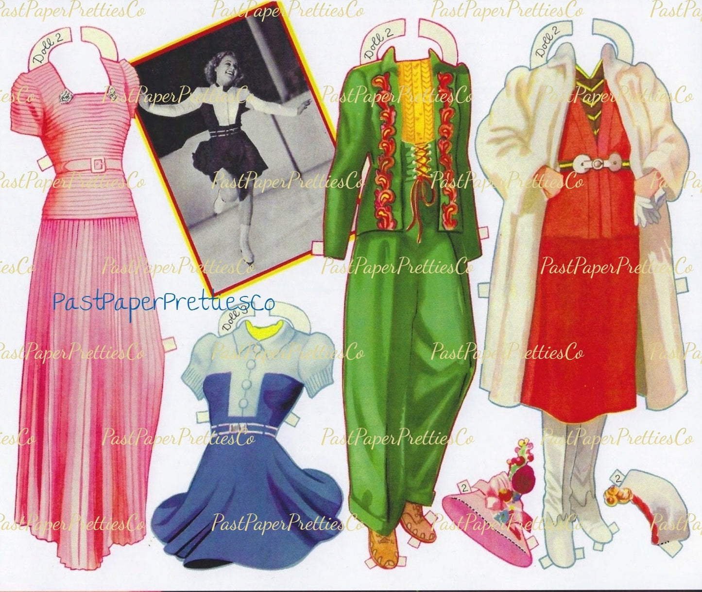 Vintage Paper Dolls Sonja Henie Ice Skating Star 1939 Printable PDF Instant Digital Download Pretty Figure Skater Actress Clip Art