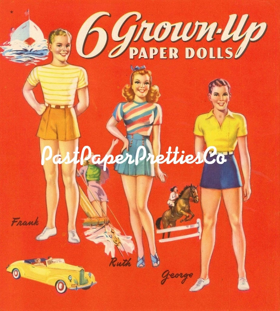 Vintage 6 Grown-Up Paper Dolls 1951 Printable PDF Instant Digital Download 6 Guys & Gals Mid Century Clothing Clip Art