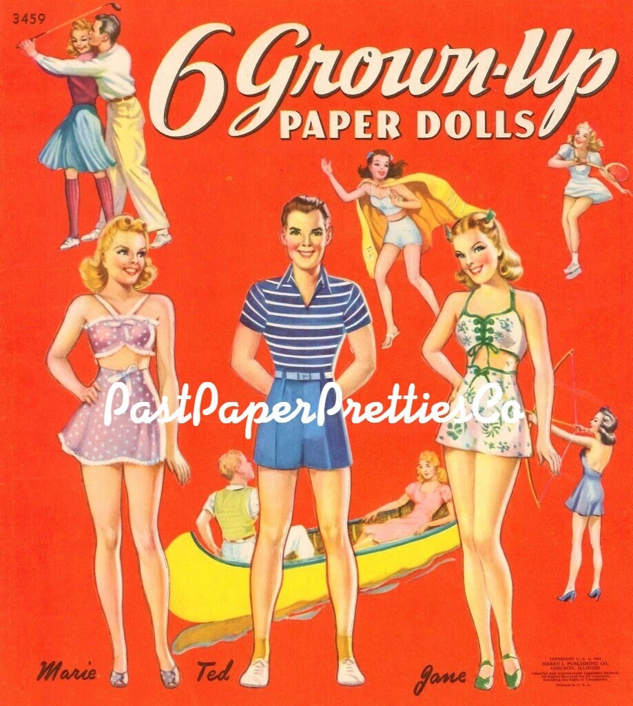 Vintage 6 Grown-Up Paper Dolls 1951 Printable PDF Instant Digital Download 6 Guys & Gals Mid Century Clothing Clip Art