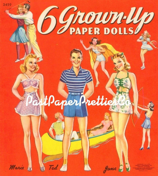 Vintage 6 Grown-Up Paper Dolls 1951 Printable PDF Instant Digital Download 6 Guys & Gals Mid Century Clothing Clip Art