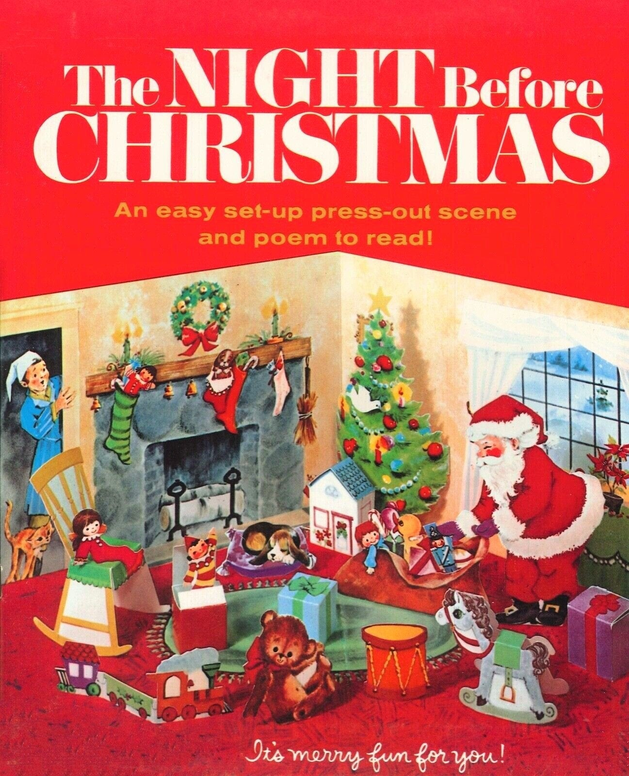 Vintage Printable The Night Before Christmas Cut Out & Assemble Playset Scene 1963 PDF Instant Digital Download Retro Paper Diorama