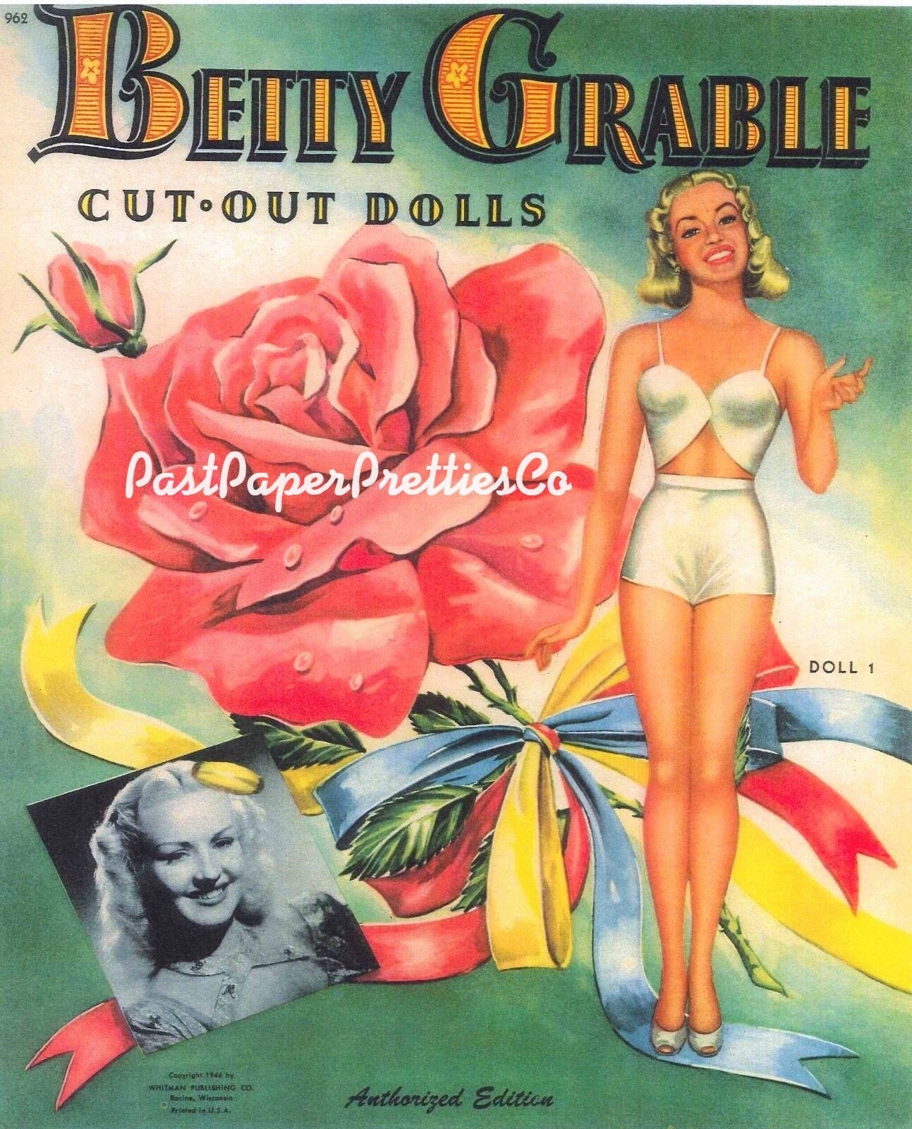 Vintage Movie Star Paper Dolls Betty Grable c. 1946 Printable PDF Instant Digital Download Hollywood Star Starlet Clip Art