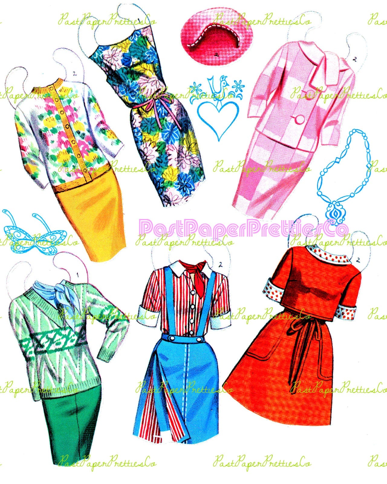 Vintage Boutique Paper Dolls Sixties Fashion Models 1968 PDF Printable Instant Digital Download Mod Bohemian Pretty Gals Ladies