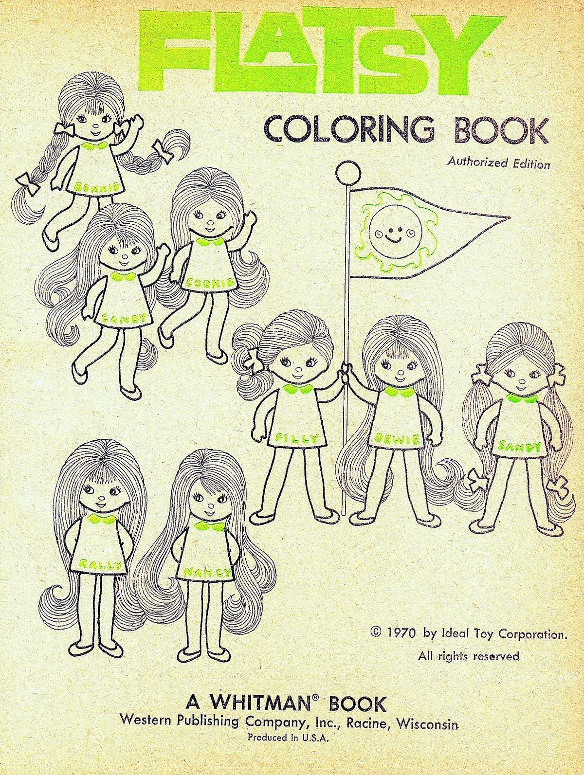 Vintage Printable Flatsy Dolls to Color Coloring Book Pages c. 1970 PD ...