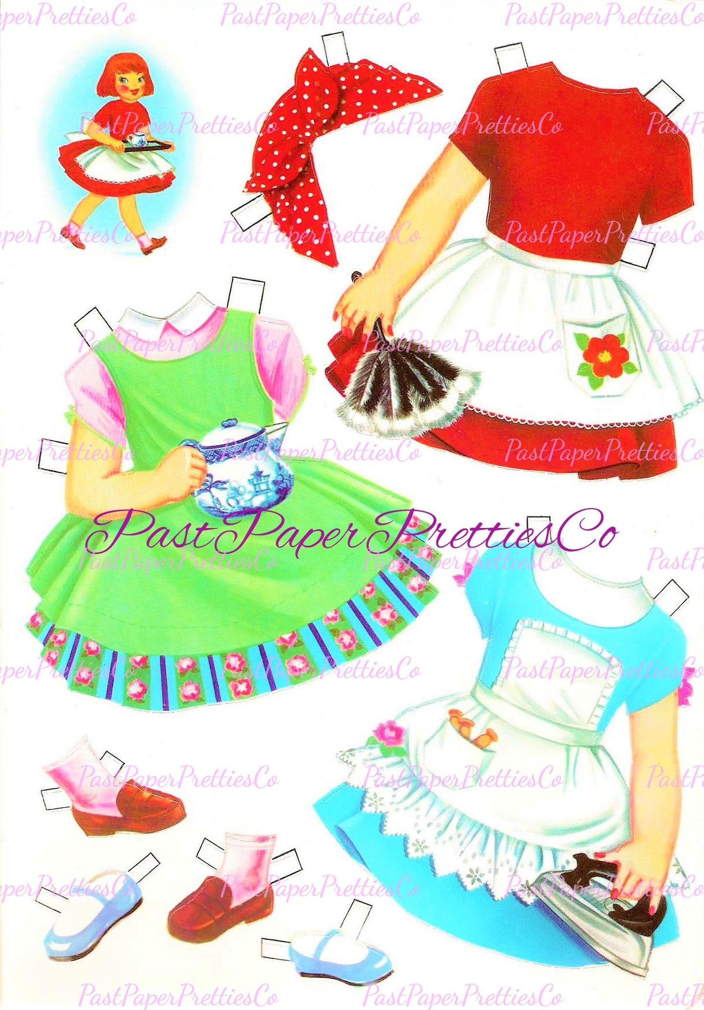 Vintage Paper Dolls Suzy Doll Book 1966 Printable PDF Instant Digital Download Cute Kitsch Little Red Haired Girl Pretty Outfits Clip Art