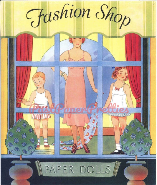 Vintage Paper Dolls Baileys Fashion Shop c. 1938 Printable Instant Digital Download Cute Boutique Clothing Store Playset Clip Art JPEG PDF