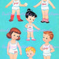 Vintage Paper Dolls A Dozen Cousins 12 Cute Stand Up Dolls circa 1960 Printable Instant Digital Download JPEG PDF