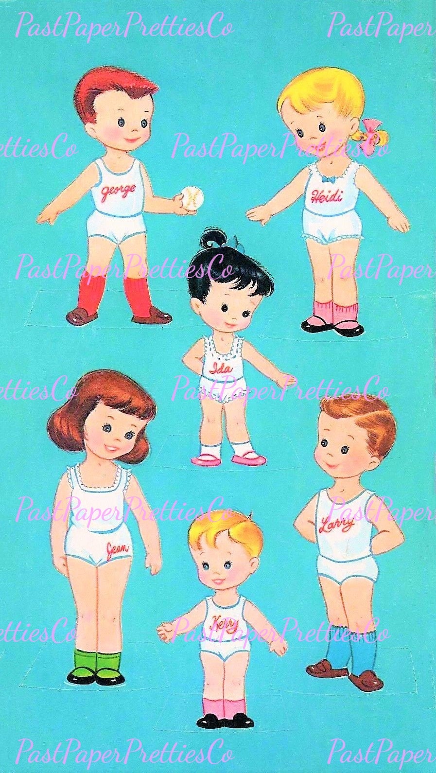 Vintage Paper Dolls A Dozen Cousins 12 Cute Stand Up Dolls circa 1960 Printable Instant Digital Download JPEG PDF