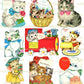 Vintage Printable Kitty Cat Happy Birthday Collage Sheets Fussy Die Cuts Retro Greeting Cards 36 Images PDF Instant Digital Download