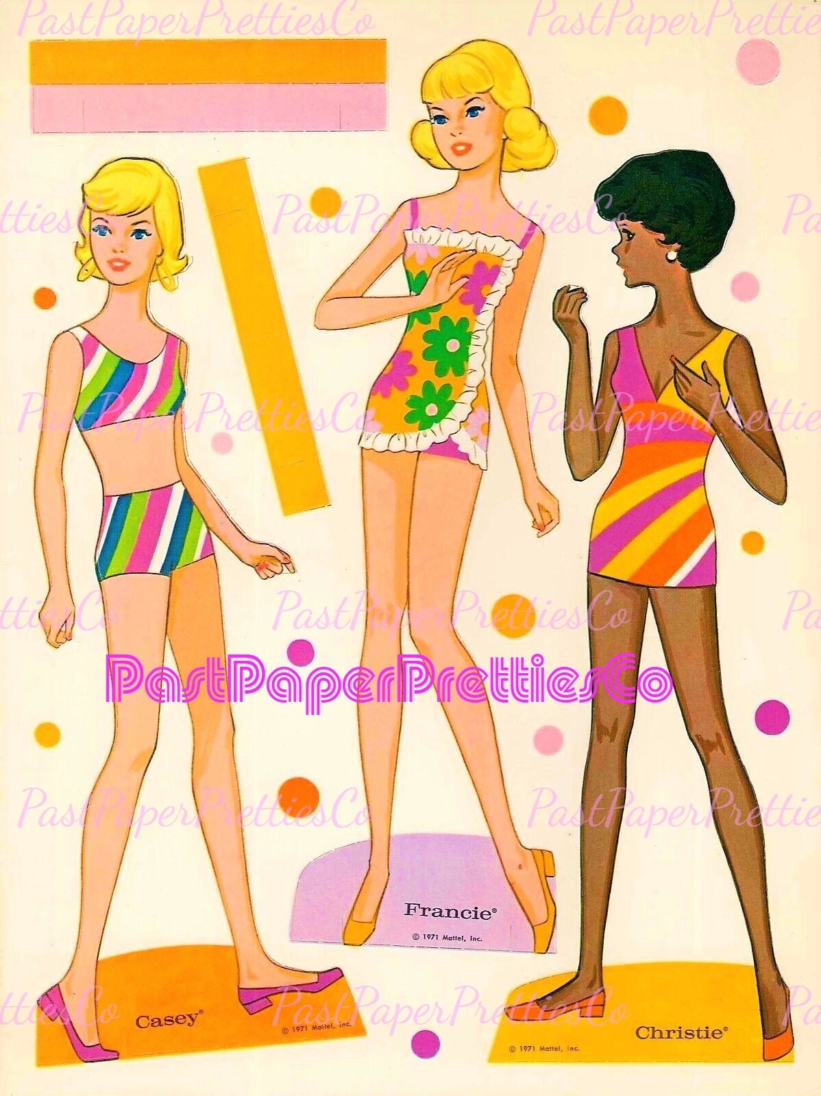 Vintage Paper Dolls World Of Barbie 1971 Printable PDF Instant Digital Download 11.5 Inch Toy Fashion Doll Seventies Clipart Z1