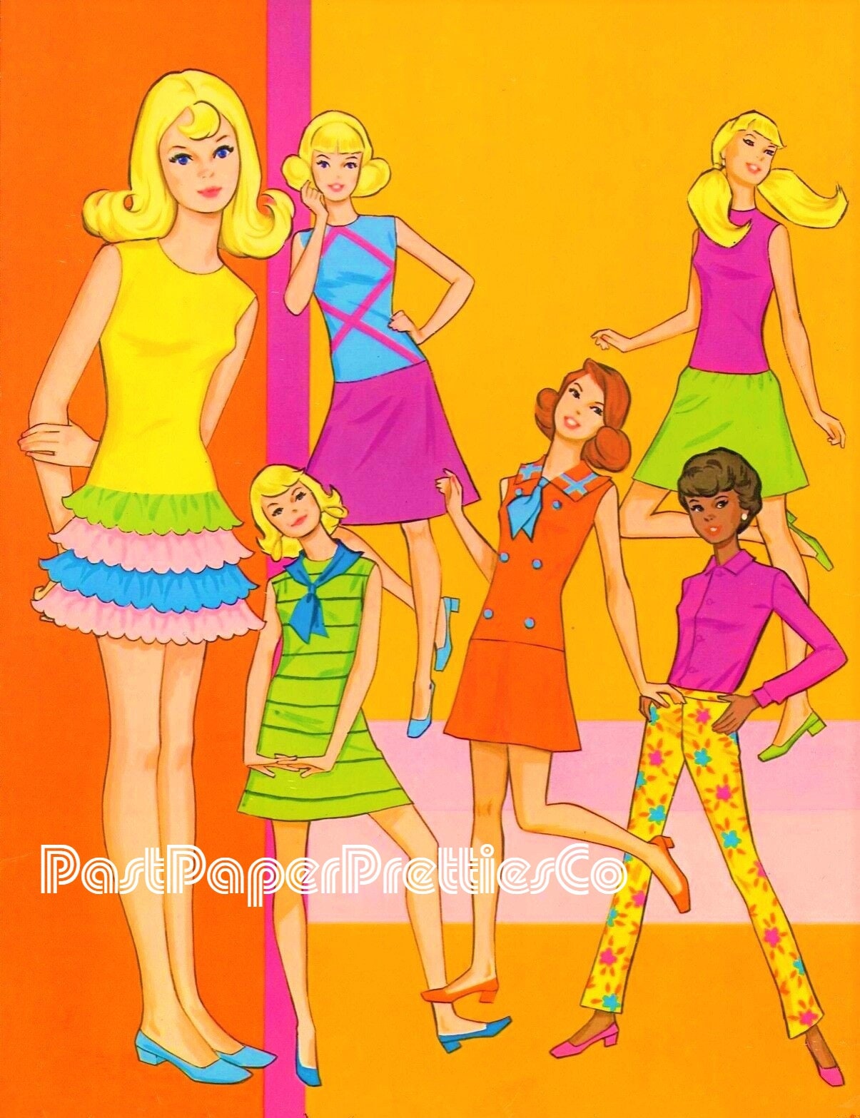 Vintage Paper Dolls World Of Barbie 1971 Printable PDF Instant Digital Download 11.5 Inch Toy Fashion Doll Seventies Clipart Z1