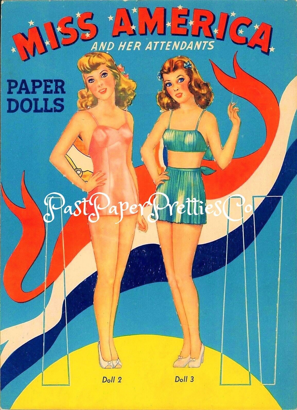 Vintage Paper Dolls Miss America and Her Attendants 1941 PDF Printable Instant Digital Download 3 Pretty Beauty Pageant Dolls Clip Art