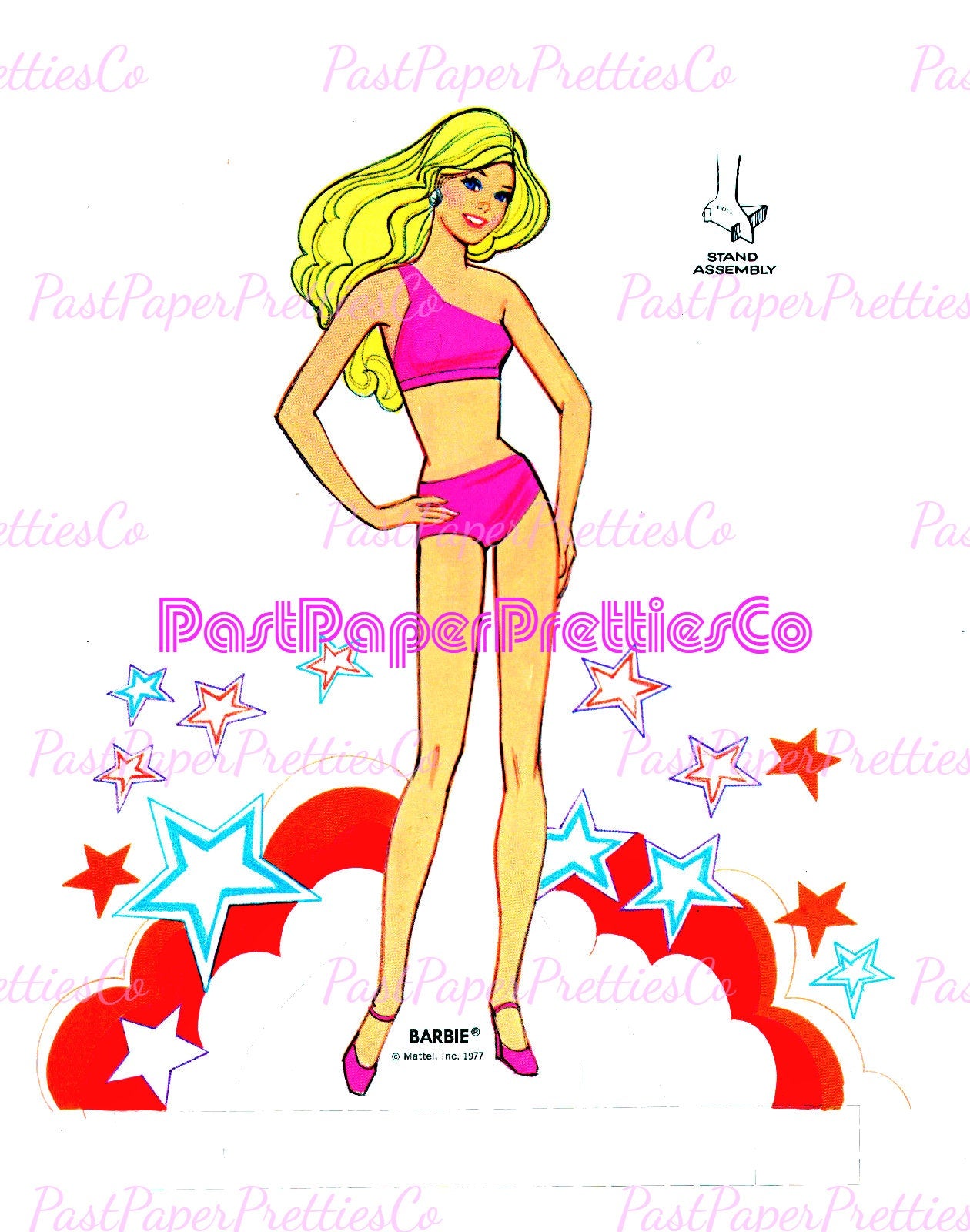 Vintage Paper Dolls Superstar Barbie 1977 Printable PDF Instant Digital Download Pretty Childhood Toy 11.5 Inch Fashion Doll Z1