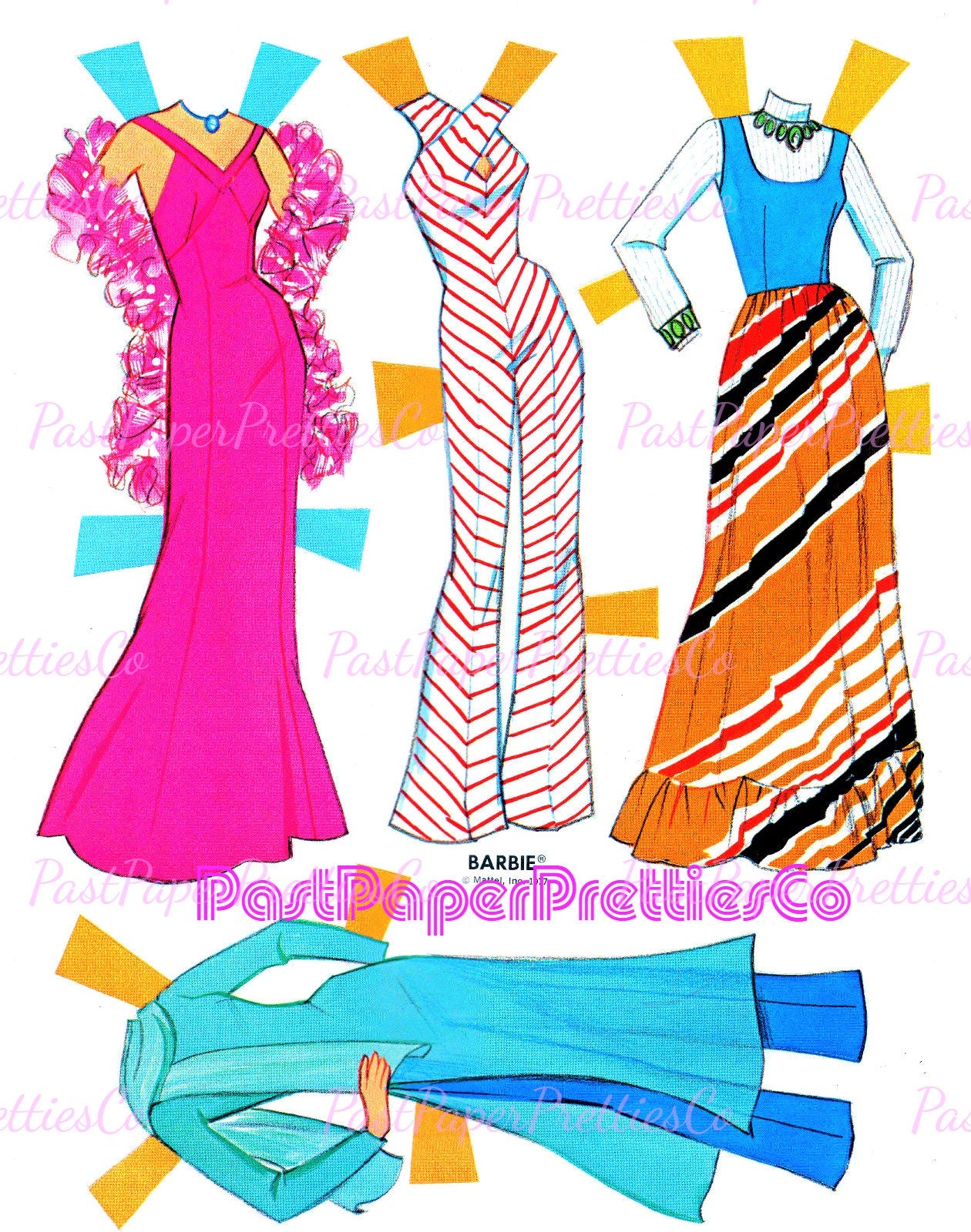 Vintage Paper Dolls Superstar Barbie 1977 Printable PDF Instant Digital Download Pretty Childhood Toy 11.5 Inch Fashion Doll Z1