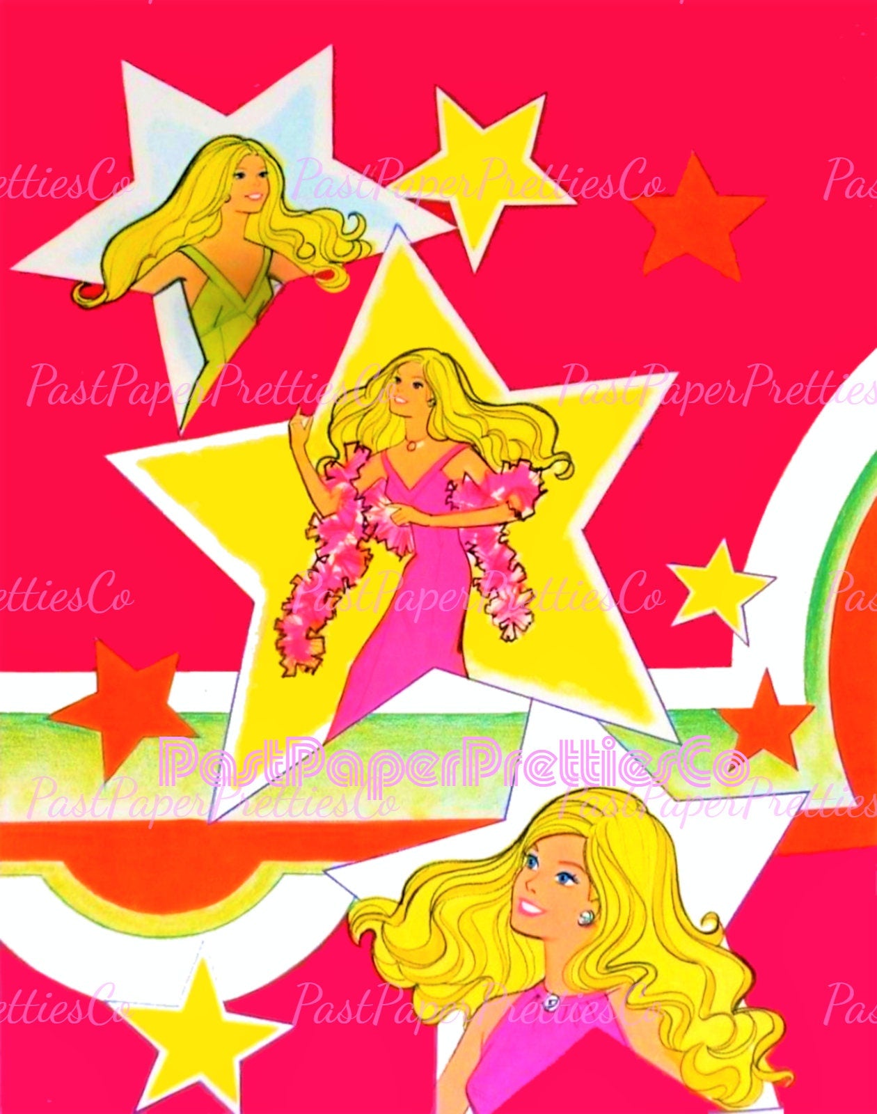 Vintage Paper Dolls Superstar Barbie 1977 Printable PDF Instant Digital Download Pretty Childhood Toy 11.5 Inch Fashion Doll Z1