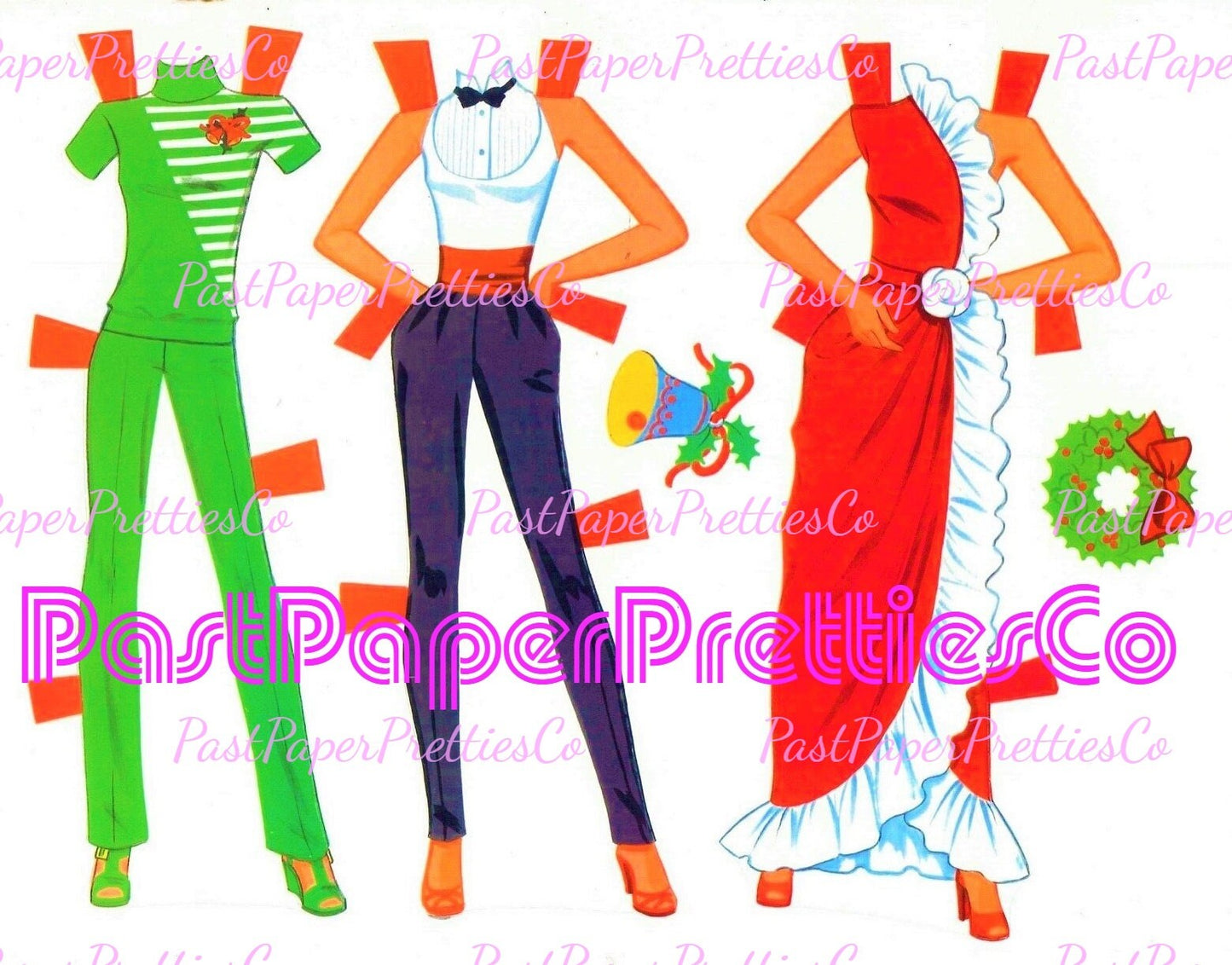 Vintage Christmas Time Barbie Paper Dolls 1984 Printable PDF Instant Digital Download Festive 11.5 Inch Fashion Doll Clipart Z1