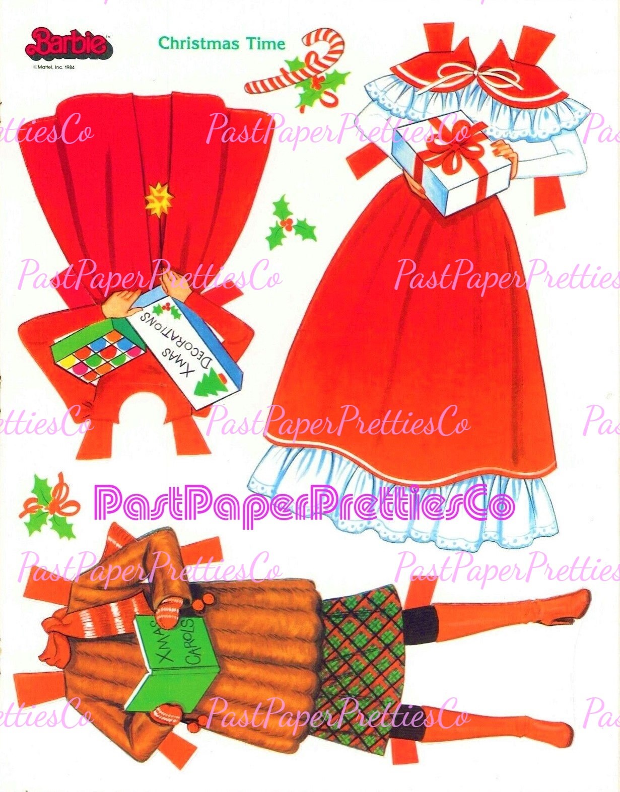 Vintage Christmas Time Barbie Paper Dolls 1984 Printable PDF Instant Digital Download Festive 11.5 Inch Fashion Doll Clipart Z1