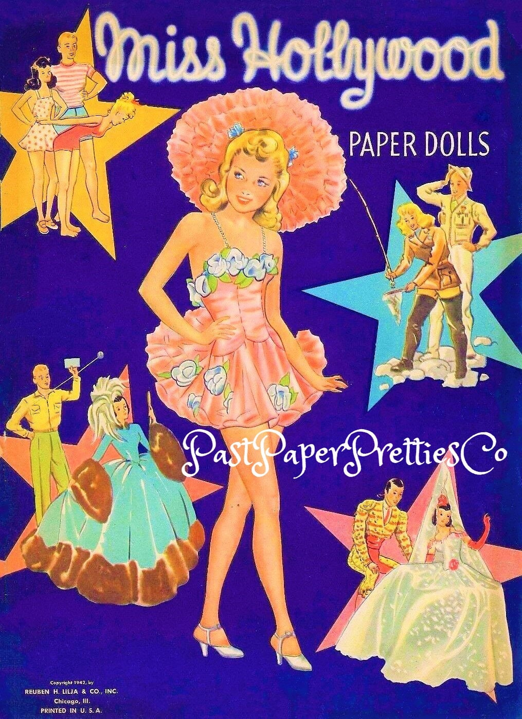 Vintage Paper Doll Miss Hollywood 1942 PDF Printable Instant Digital Download Pretty Hollywood Actress Starlet Doll Clip Art