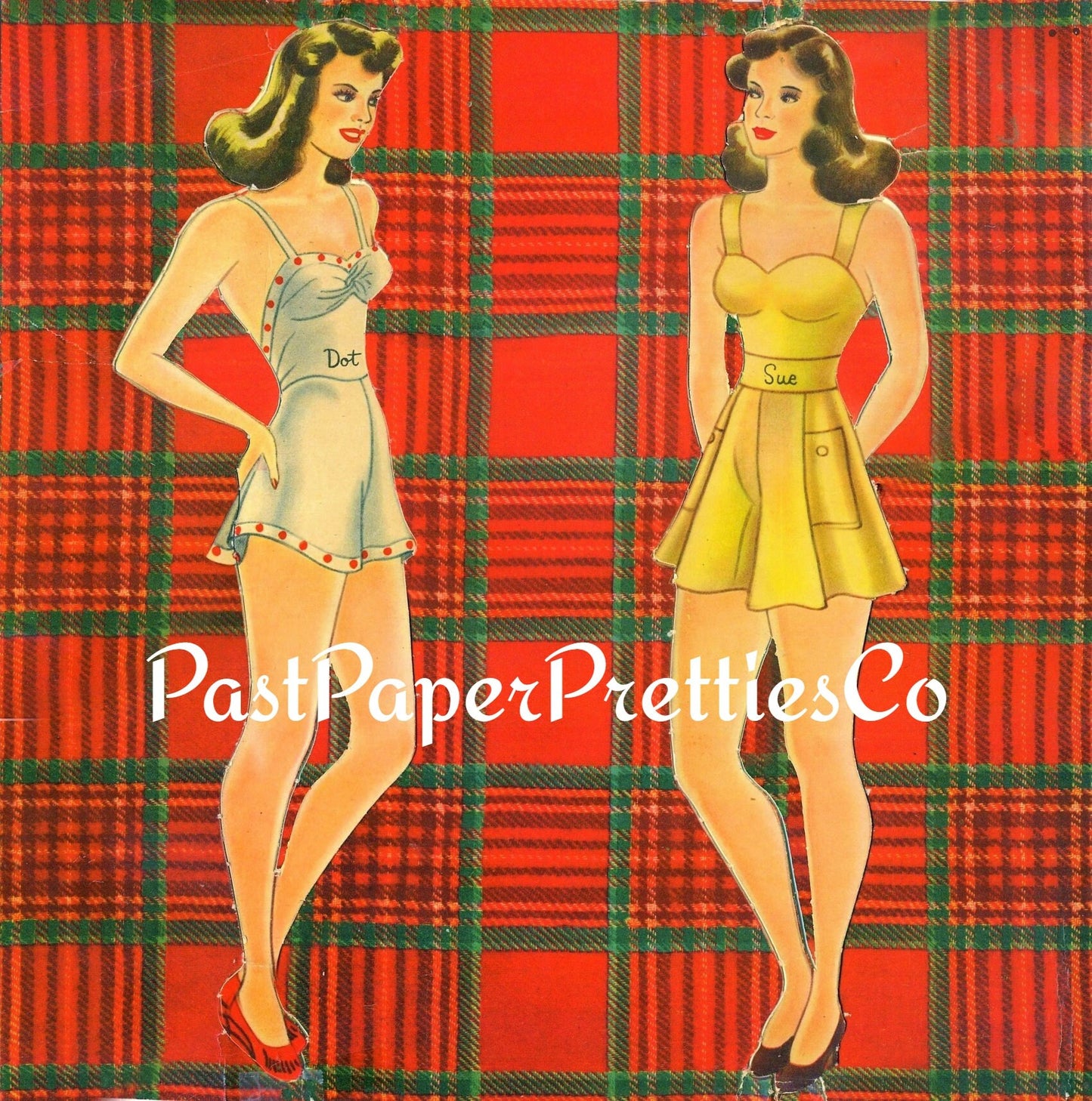 Vintage Paper Dolls Three Sisters c. 1942 PDF Printable Instant Digital Download Pretty Glamour Girls Siblings Clip Art