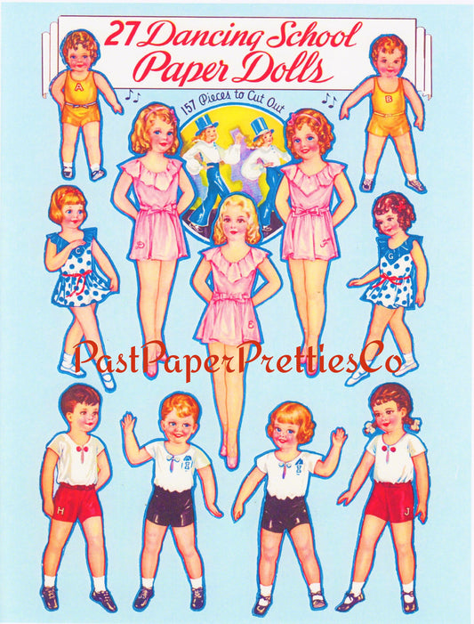 Vintage 27 Dancing School Paper Dolls c. 1938 PDF Printable Instant Digital Download Cute Adorable Kitsch Tiny Dancer Kids Clip Art