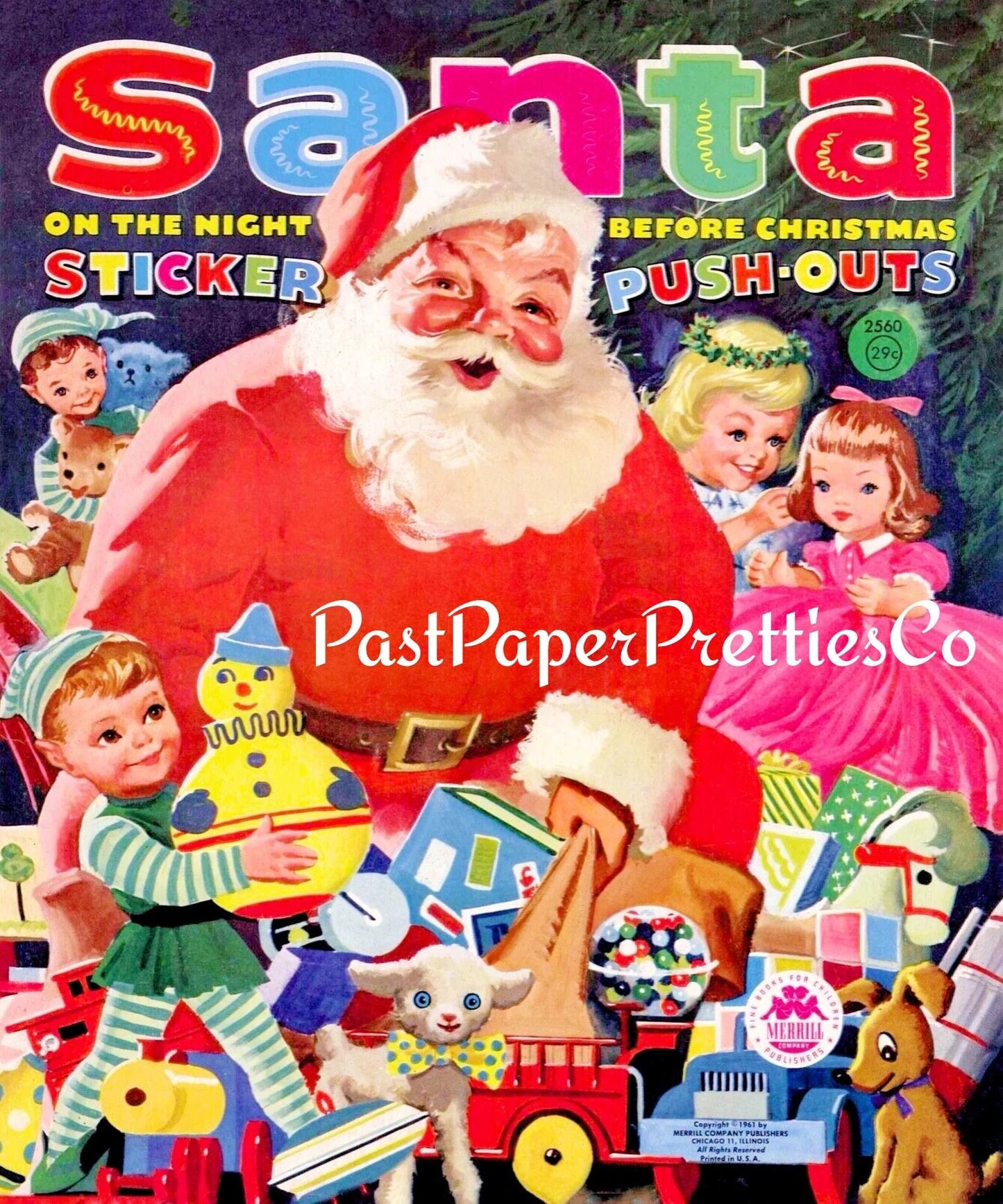 Vintage Printable Santa Sticker Push-Outs Activity Book c. 1961 PDF Instant Digital Download Retro Christmas Paper Craft