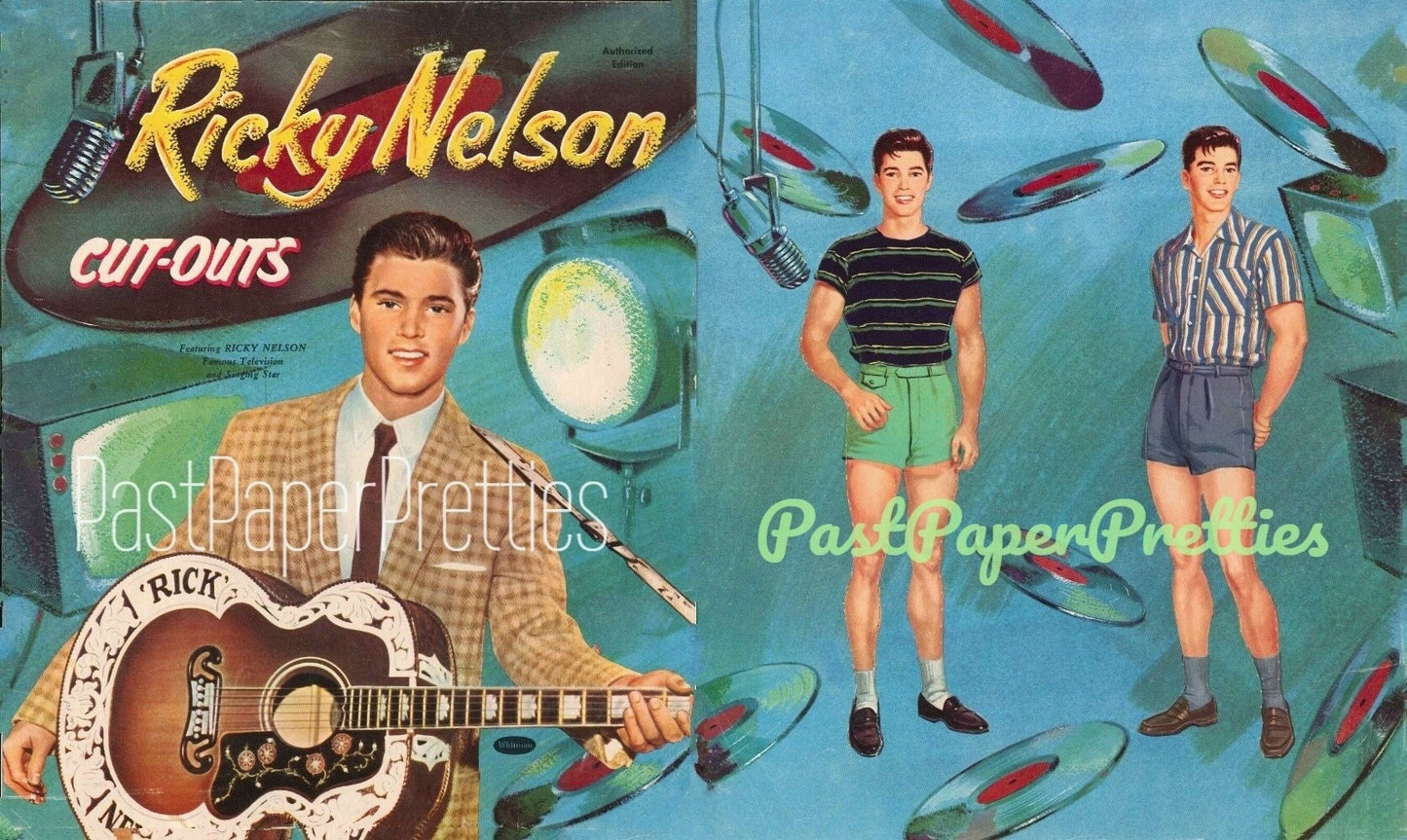 Vintage Paper Dolls Set Ricky Nelson Cut-Outs 1959 Printable PDF Instant Digital Download Retro 70s TV Star Singer Clip Art