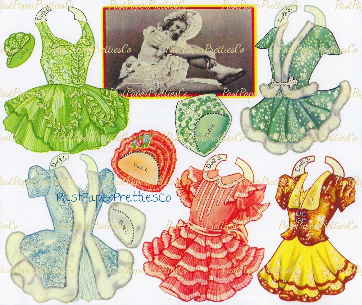 Vintage Paper Dolls Sonja Henie Ice Skating Star 1939 Printable PDF Instant Digital Download Pretty Figure Skater Actress Clip Art