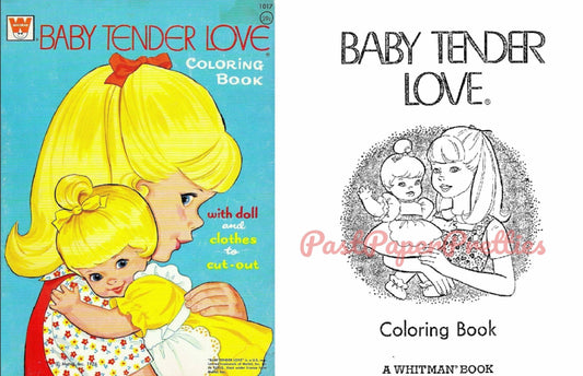 Vintage Printable Coloring Book Baby Tender Love Doll c. 1976 PDF Instant Digital Download Cute Childhood Toy Doll 52 Pages