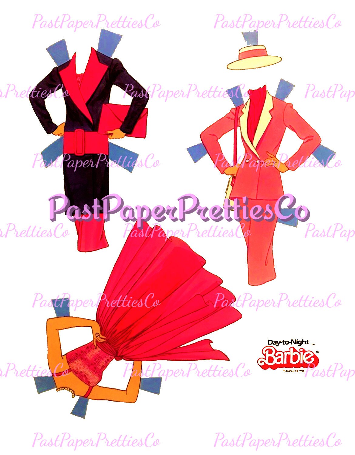 Vintage Paper Dolls Day to Night Barbie 1985 Printable PDF Instant Digital Download Career Girl Fashions Toy Doll Z1