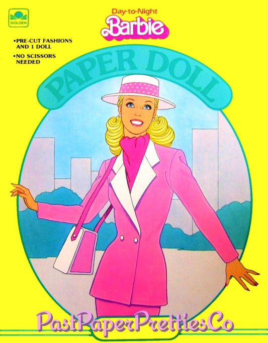 Vintage Paper Dolls Day to Night Barbie 1985 Printable PDF Instant Digital Download Career Girl Fashions Toy Doll Z1