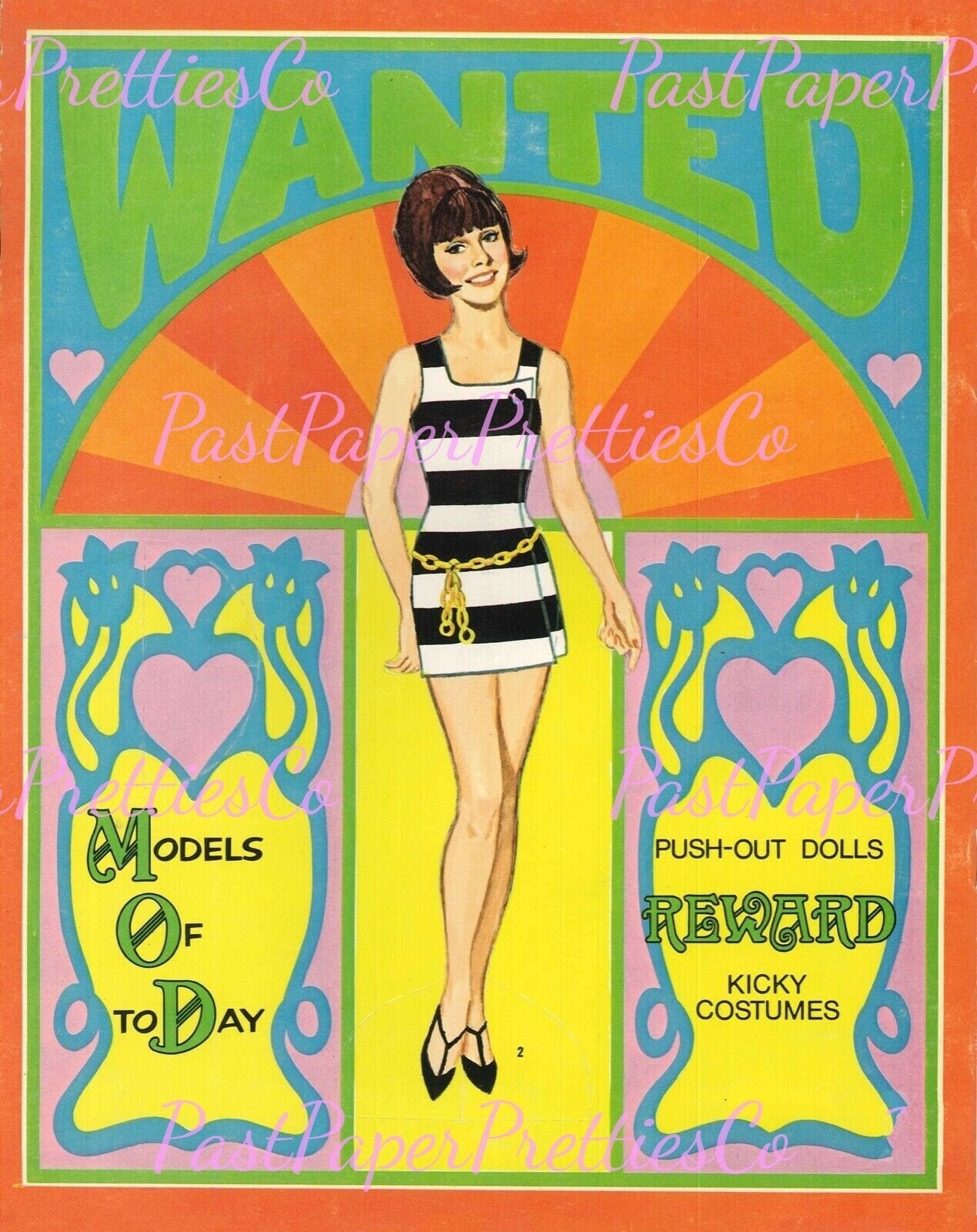 Vintage Paper Dolls Wanted Models of Today 1968 Mod Boho Hippie Groovy Fashions Printable PDF Instant Digital Download Retro Clip Art