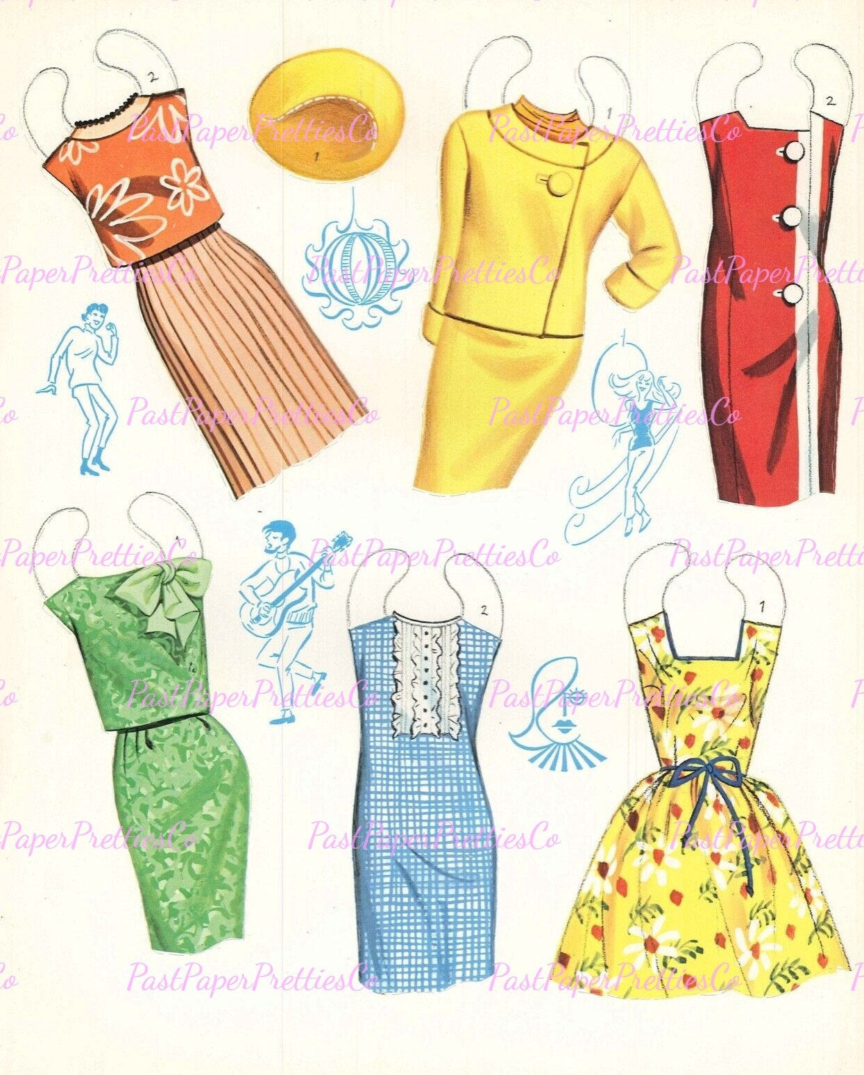 Vintage Paper Dolls Wanted Models of Today 1968 Mod Boho Hippie Groovy Fashions Printable PDF Instant Digital Download Retro Clip Art