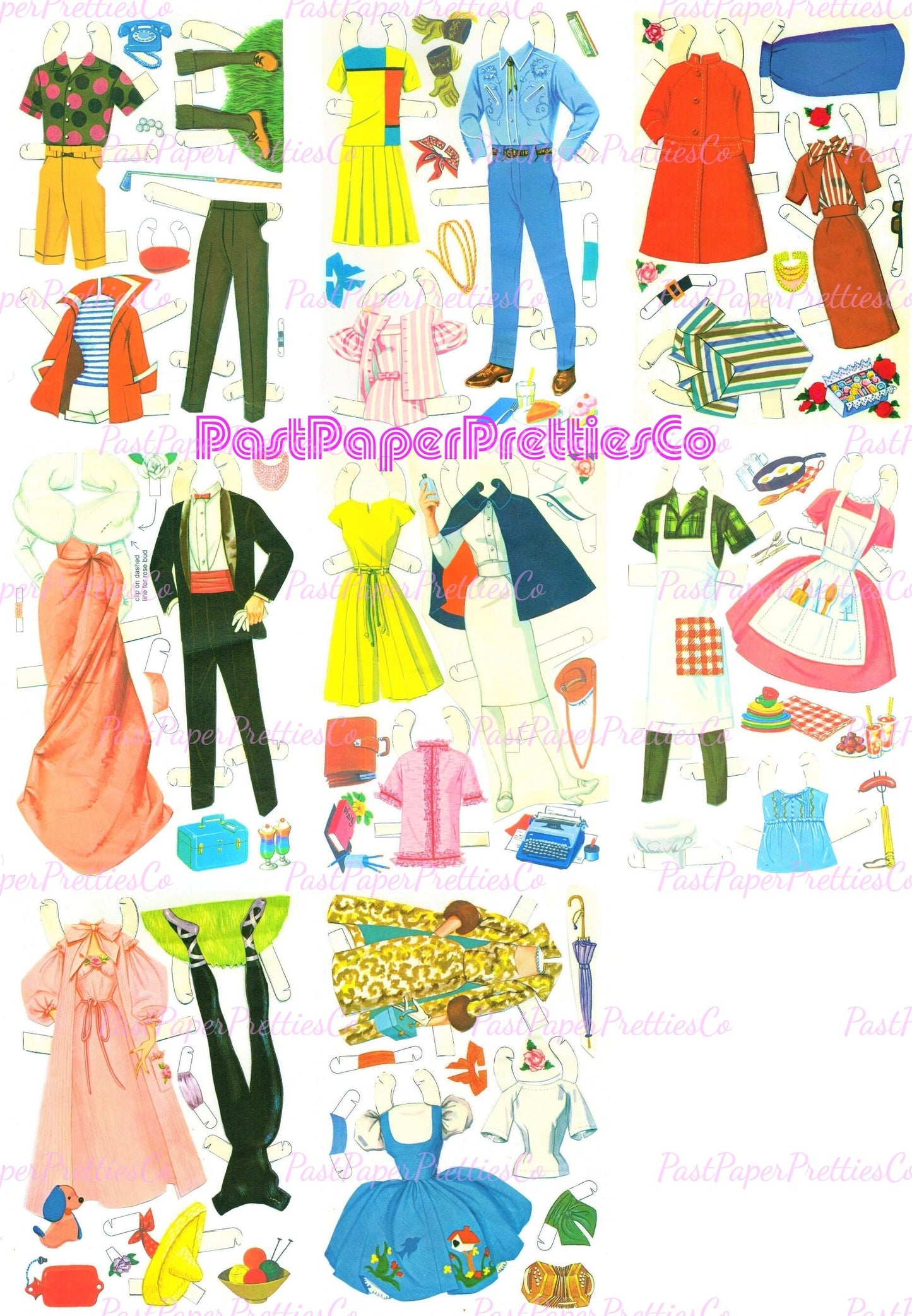 Vintage Paper Dolls Classic Barbie and Ken Cut-Outs 1962 TWENTY Page Wardrobe Printable PDF Instant Digital Download Toy Fashion Doll Z1