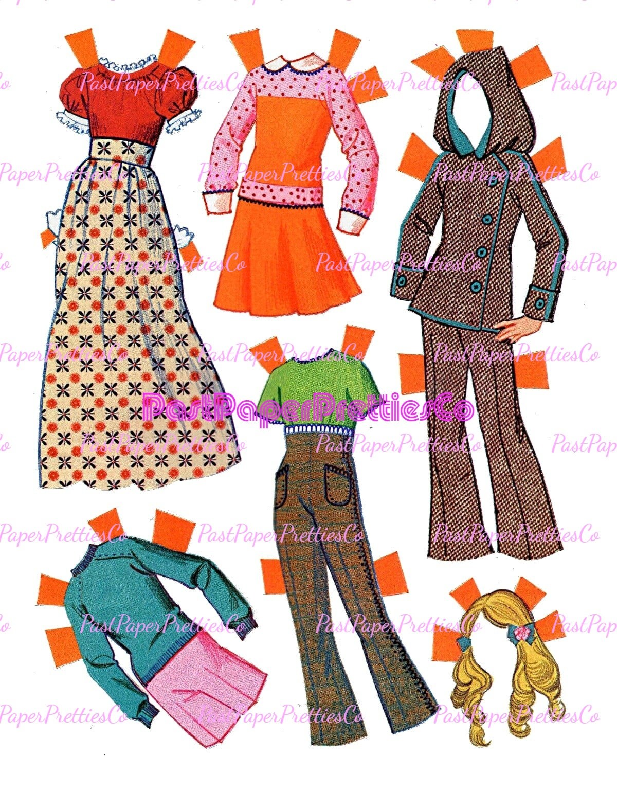 Vintage Paper Dolls Quick Curl Barbie 1973 Printable PDF Instant Digital Download Toy Fashion Doll and Hairdos Clipart Z1